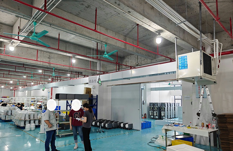 飲水機工廠崗位降溫應用工業省電空調-臥式管道機