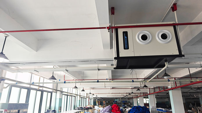 工業廠房車間制冷降溫，應用蒸發冷省電空調-臥式射流