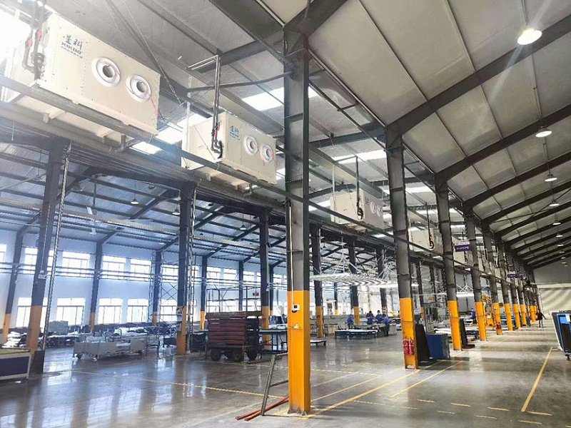 機械設備工廠制冷降溫，應用蒸發(fā)冷工業(yè)省電空調-臥式射流空調