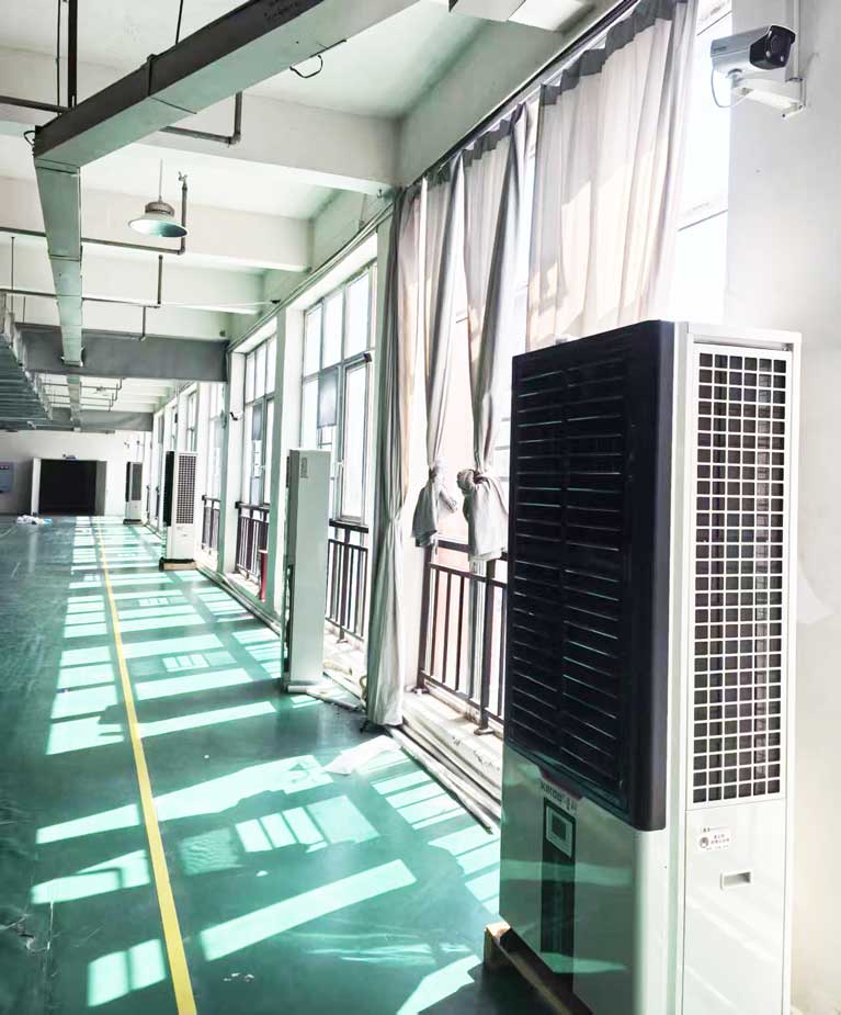 廠房大空間空調優選，蒸發冷省電空調-立式軸流雙風口機組