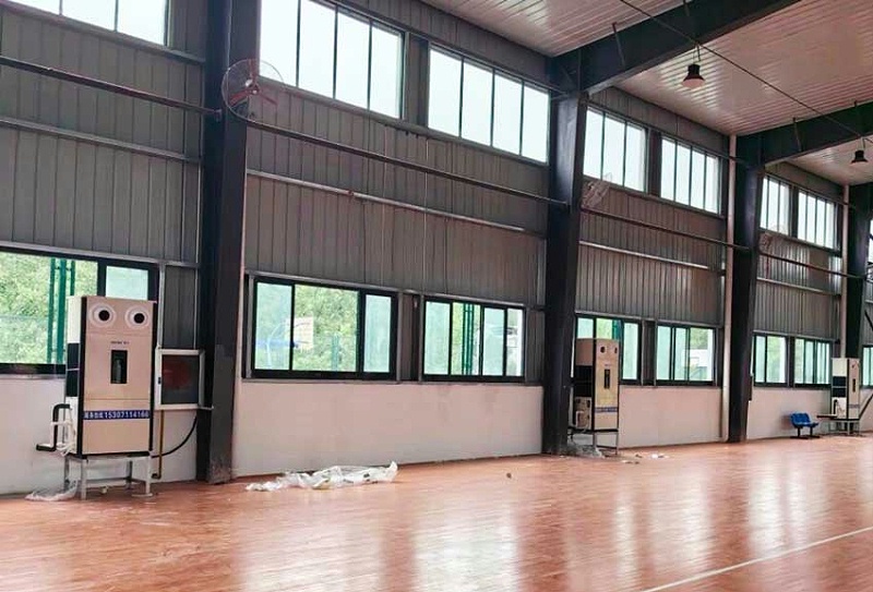 室內籃球館制冷降溫，安裝蒸發式制冷空調（蒸發冷省電空調）-立式射流