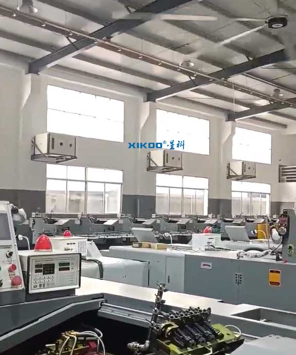 精密加工中心整體制冷降溫，應用蒸發冷省電空調- 臥式射流機組